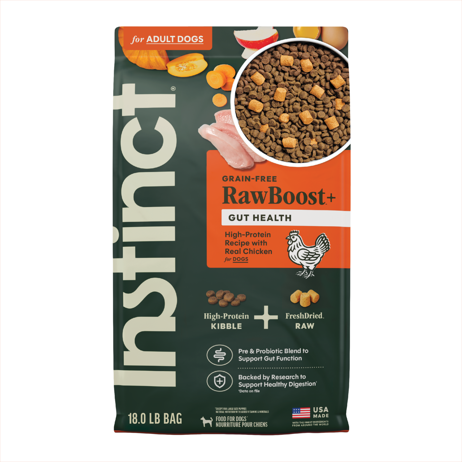 Instinct Raw Boost Gut Health Adult Dry Dog Food, Chicken