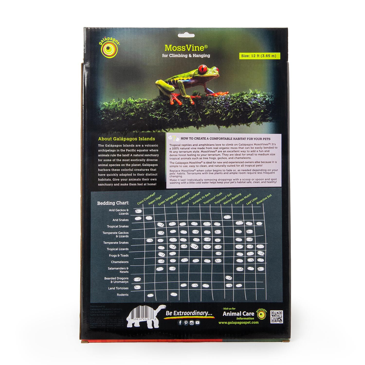 Gal&aacute;pagos Natural Moss Vine Reptile Habitat Decor, Boxed, 12-Ft