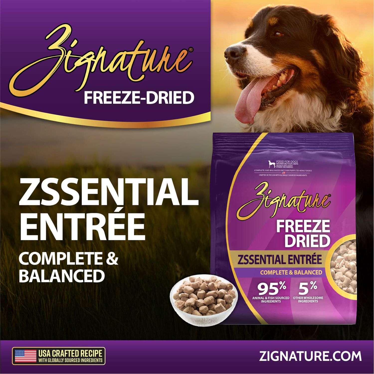 Zignature Grain-Free Zssential Entr&eacute;e Freeze-Dried Dog Food, 25-Oz Bag