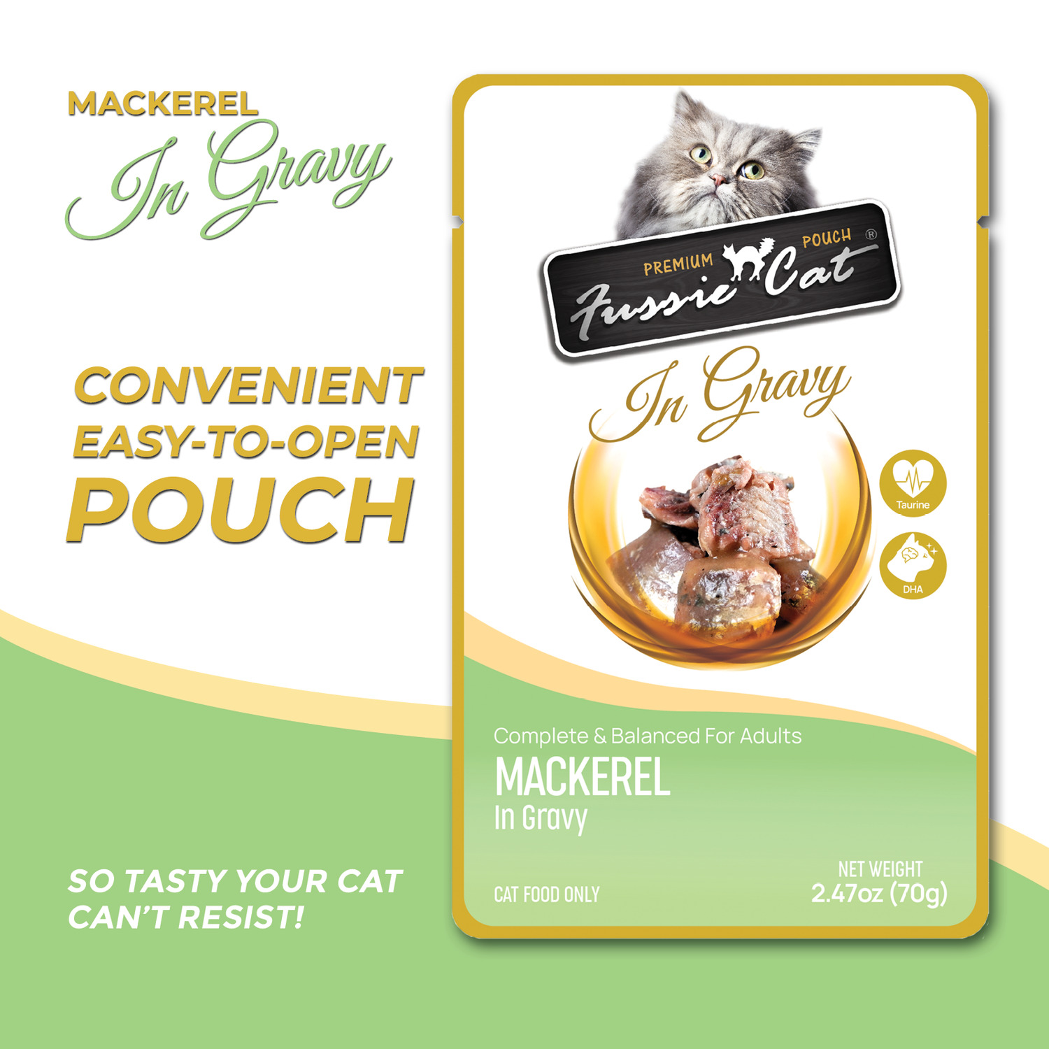 Fussie Cat Premium Mackerel In Gravy Wet Cat Food, 2.47Oz