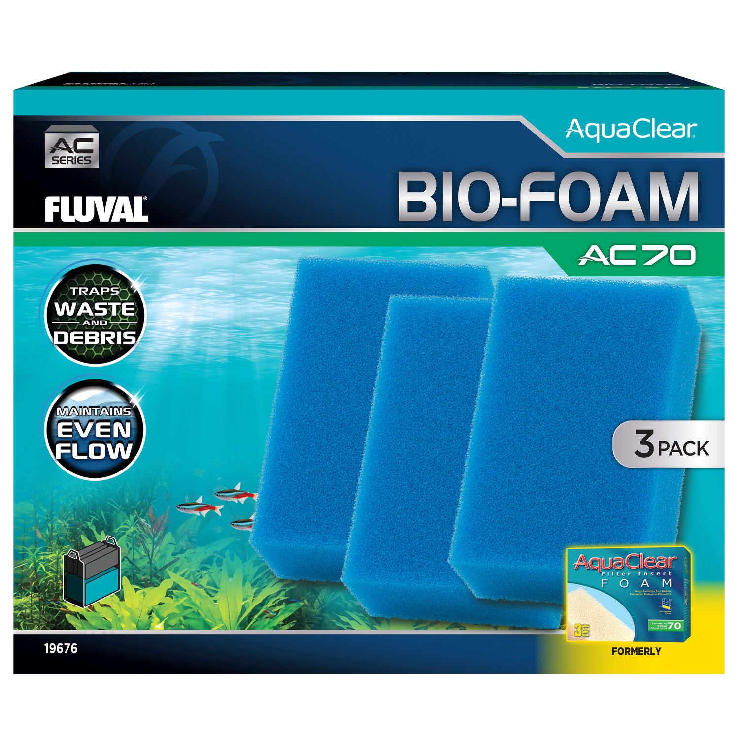Fluval Aquaclear 70 Bio-Foam Filter Insert - 3 Pack