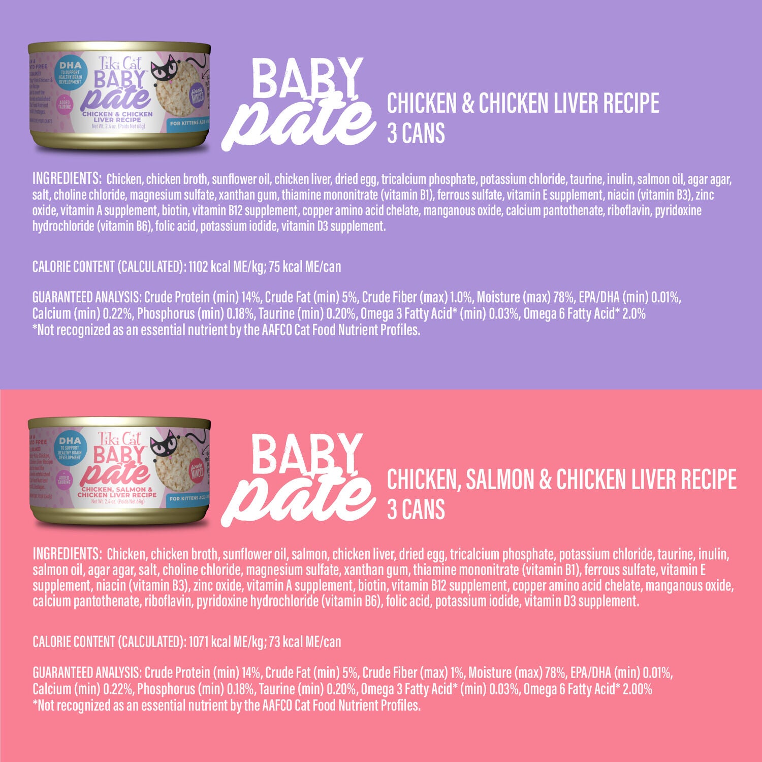 Tiki Cat Baby Pate Wet Cat Food For Kittens Variety Pack, 2.4-Oz Cans Pack Of 12