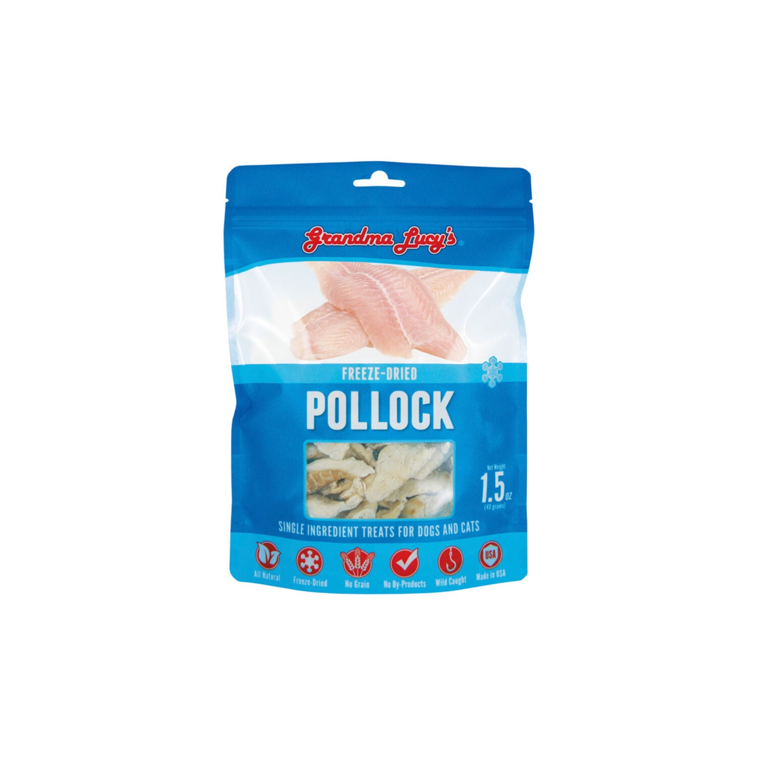 Grandma Lucys Singles Freeze Dried Dog Treats, Pollack, 1.5Oz