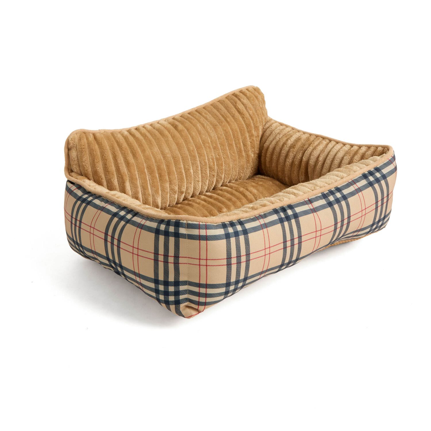 Aristopet Luxury Plaid Small Cuddler Dog Bed, Tan