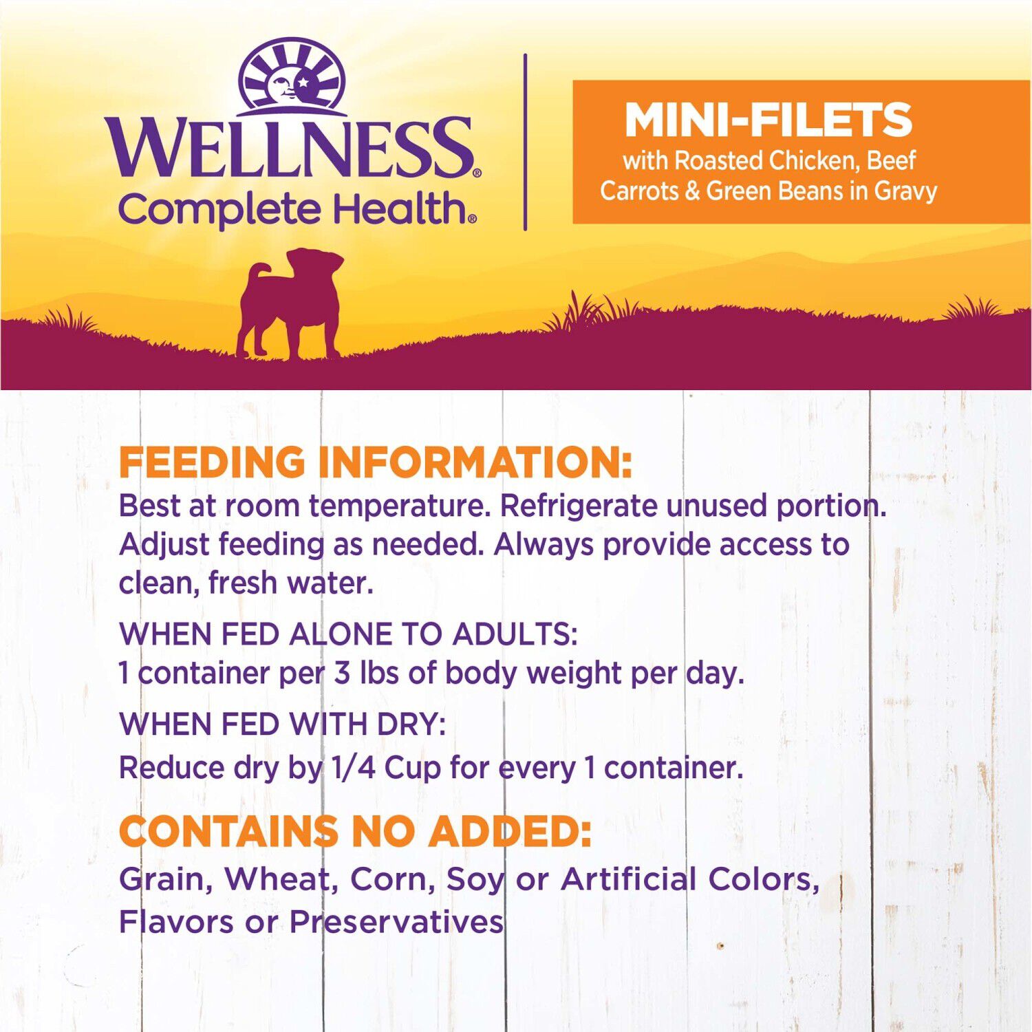 Wellness Petite Entr&eacute;es Mini-Filets Wet Dog Food With Roasted Chicken, Beef, Carrots & Green Beans In Gravy, 3-Ounce Cup