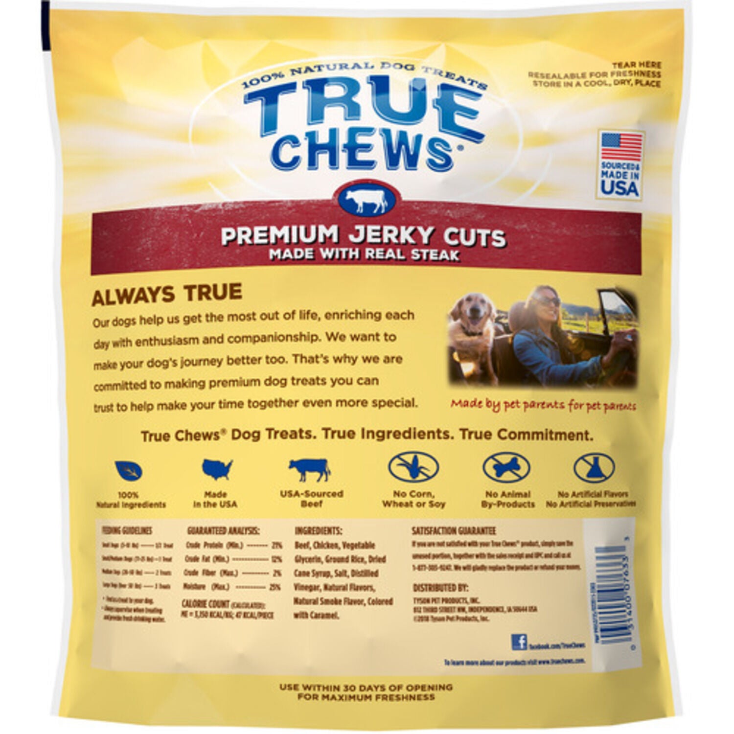 Blue Buffalo True Chews Premium Jerky Cuts Natural Steak Dog Treats, 20-Oz Bag