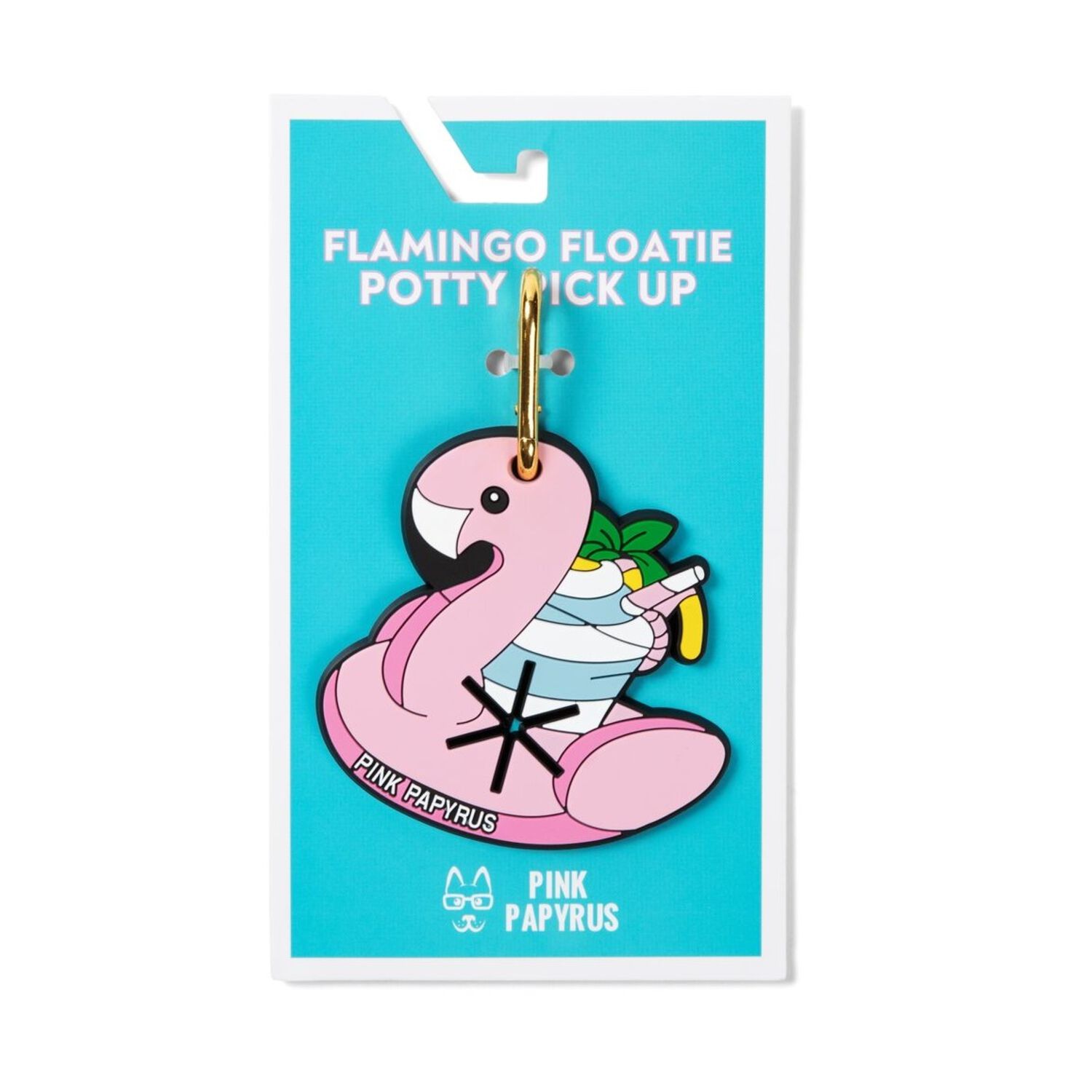 Pink Papyrus Flamingo Floatie Potty Pick Up Poop Bag Holder Dog Leash Attachment