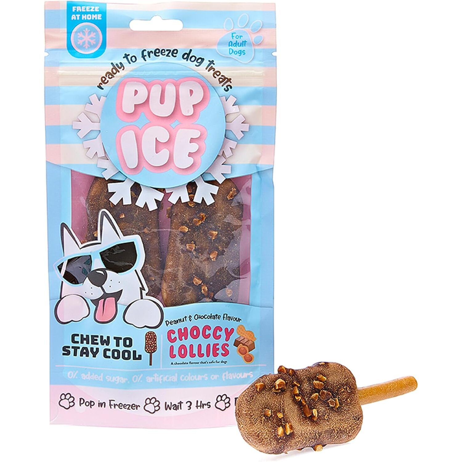 Pup Ice Choccy Lollies Ready To Freeze Dog Chew Treat, Peanut Butter And Chocolate, 2 Pack