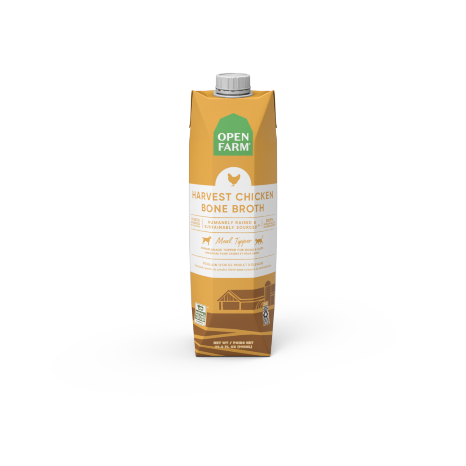Open Farm Chicken Bone Broth Cat & Dog Food Topper, 33.8-Oz