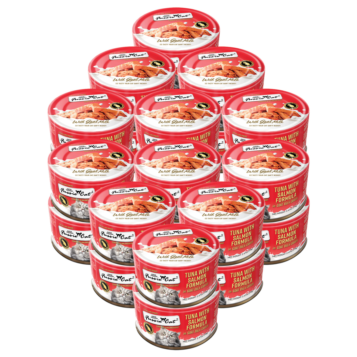 Fussie Cat Premium Tuna With Salmon In Goat Milk Wet Cat Food, 2.47Oz