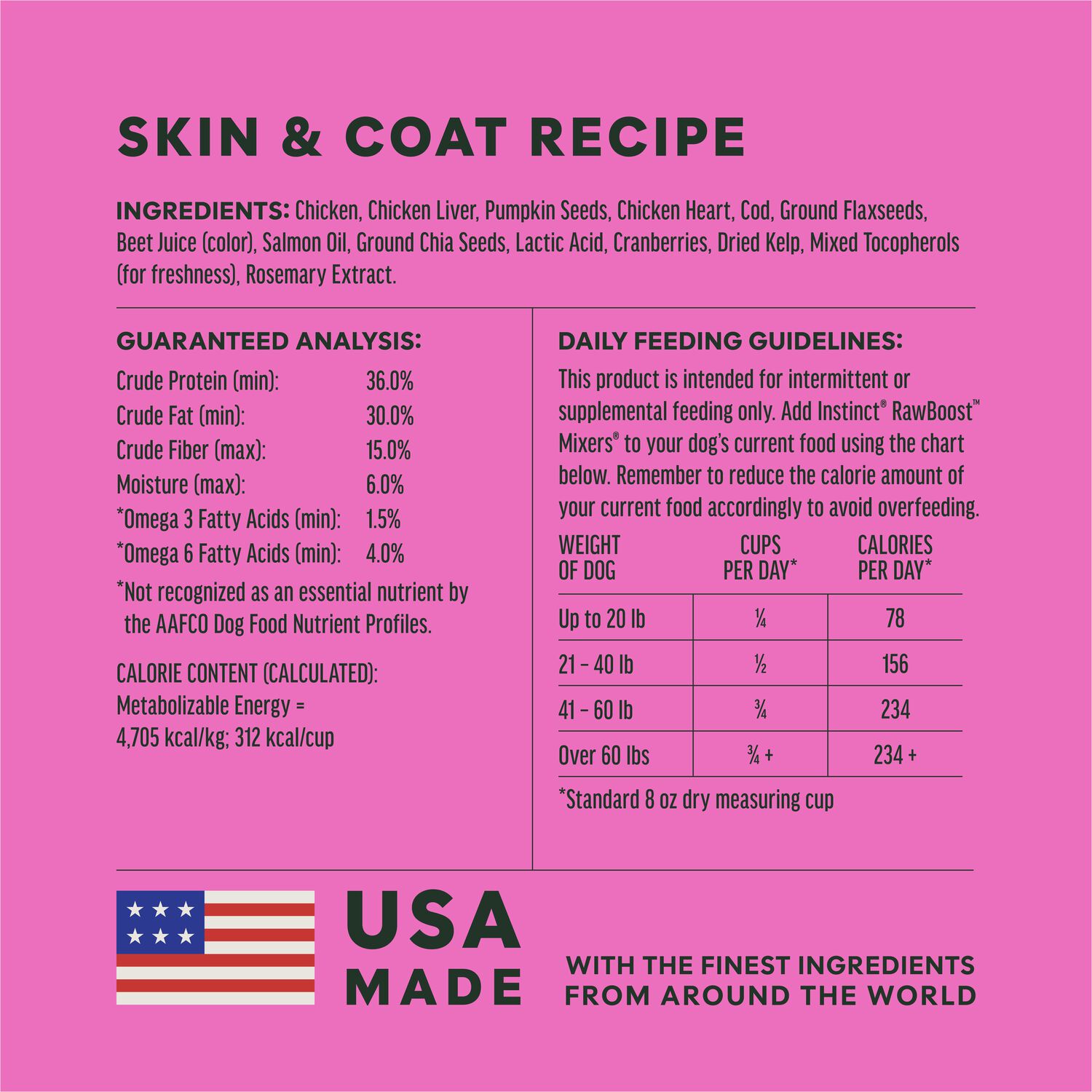 Instinct Freeze-Dried Raw Boost Mixers Grain-Free Skin & Coat Health Recipe Dog Food Topper, 5.5-Oz Bag