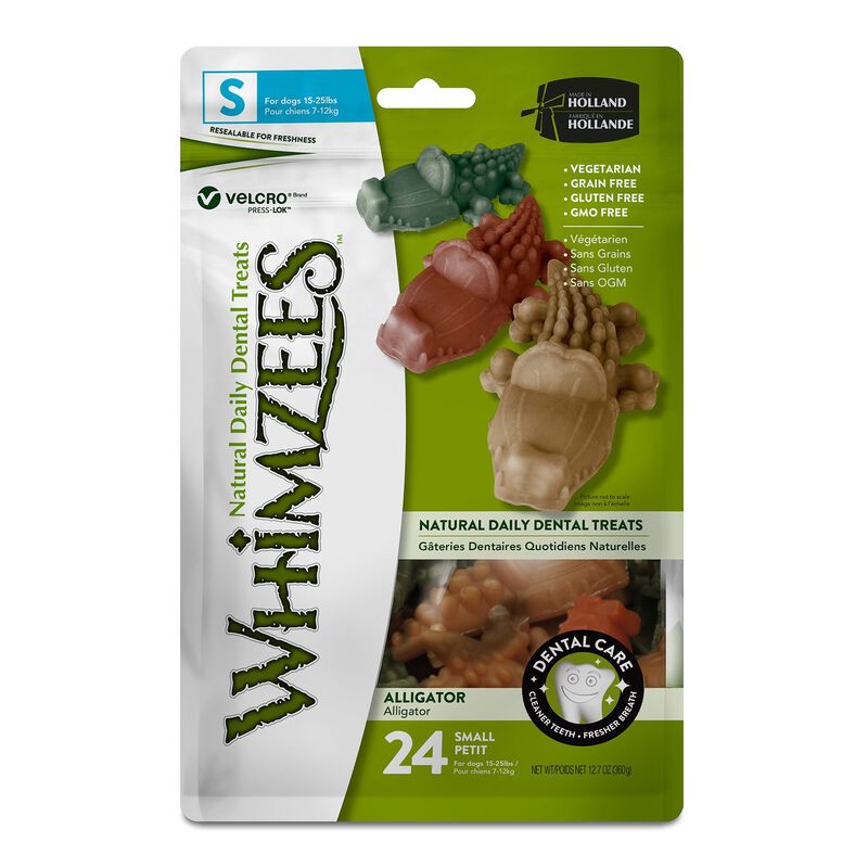 Whimzees By Wellness Grain Free Small Alligator Dental Treats For Dogs, 24 Ct