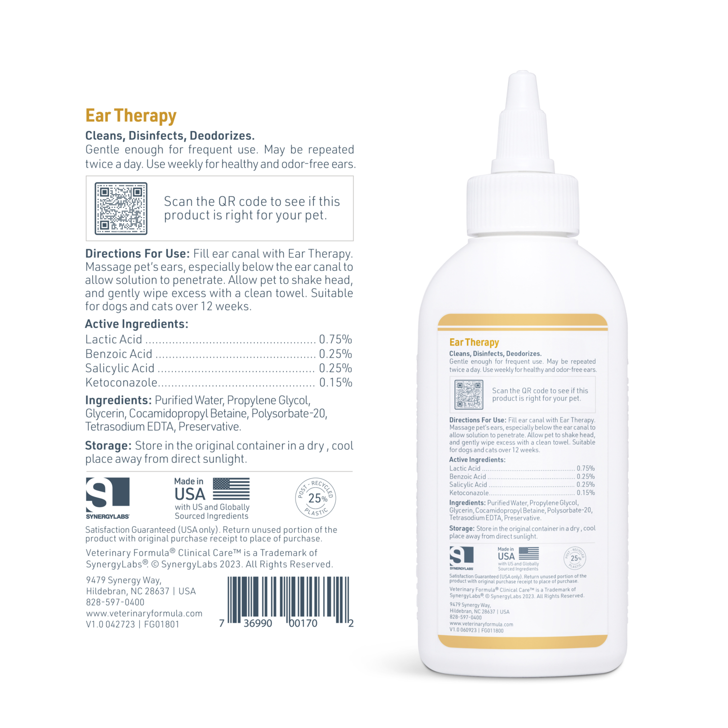 Veterinary Formula Clinical Care Ear Therapy Cat & Dog Ear Cleaner, 4-Oz Bottle