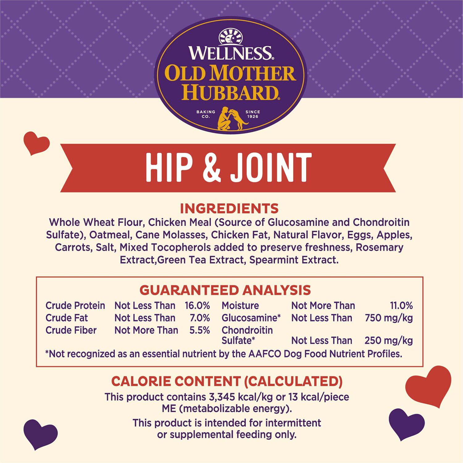 Wellness Old Mother Hubbard Hip & Joint Dog Biscuits, Natural, Training Treats, Chicken, Apples, Oats, And Carrots Flavor, Mini Size Dog Treats, 20 Ounce Bag