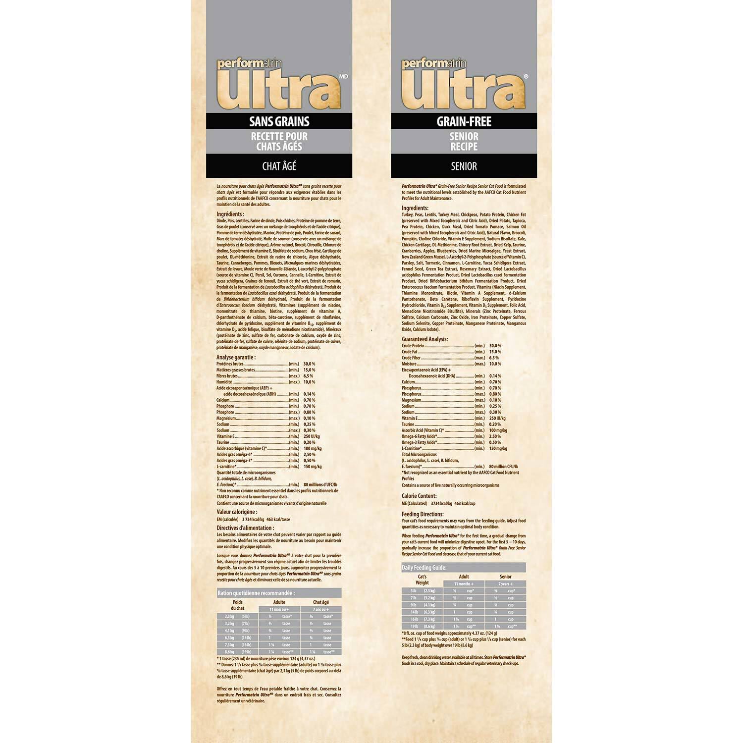 Performatrin Ultra Grain-Free Senior Formula Dry Cat Food, 4-Lb Bag