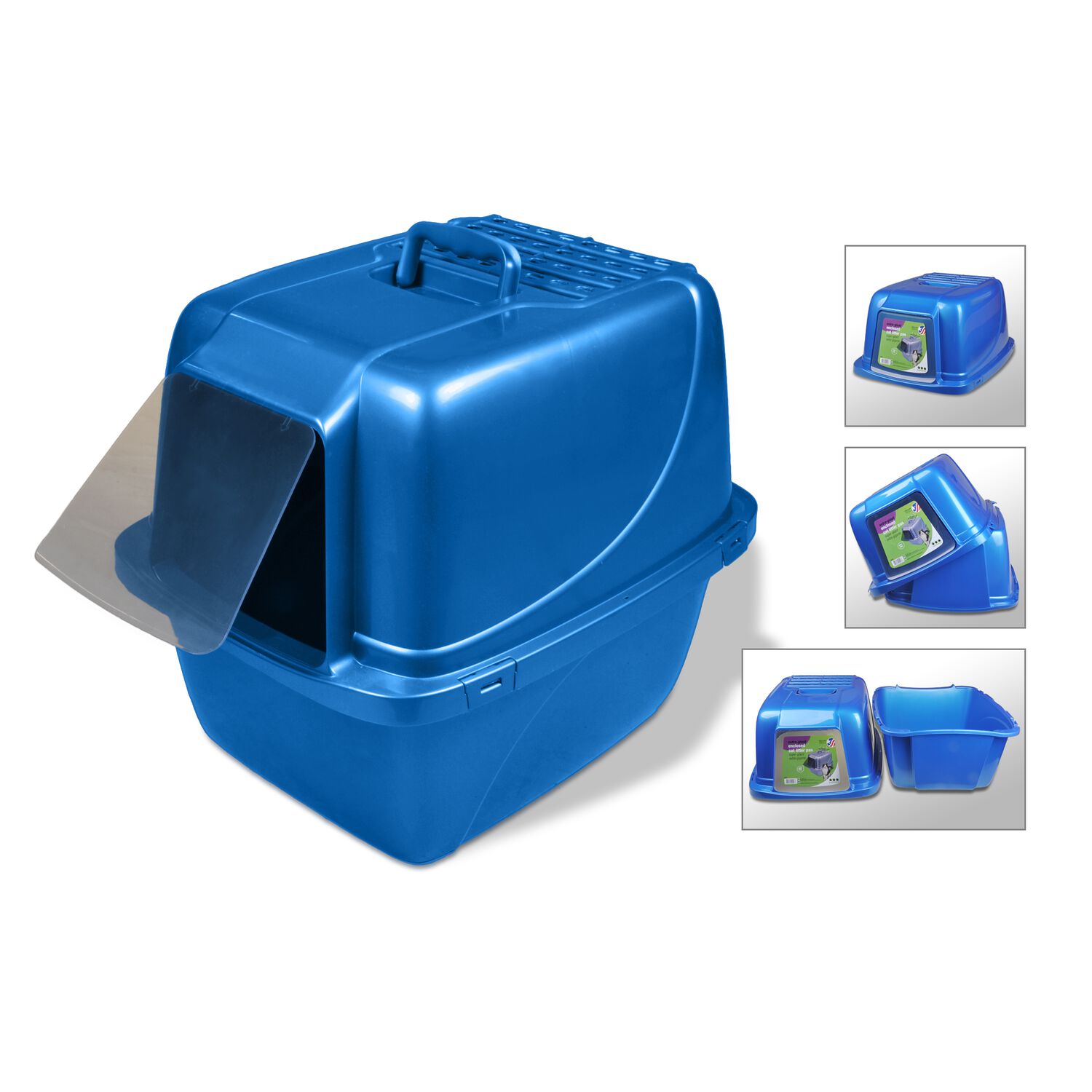 Van Ness Extra-Giant Enclosed Cat Pan, Winter Sky Blue