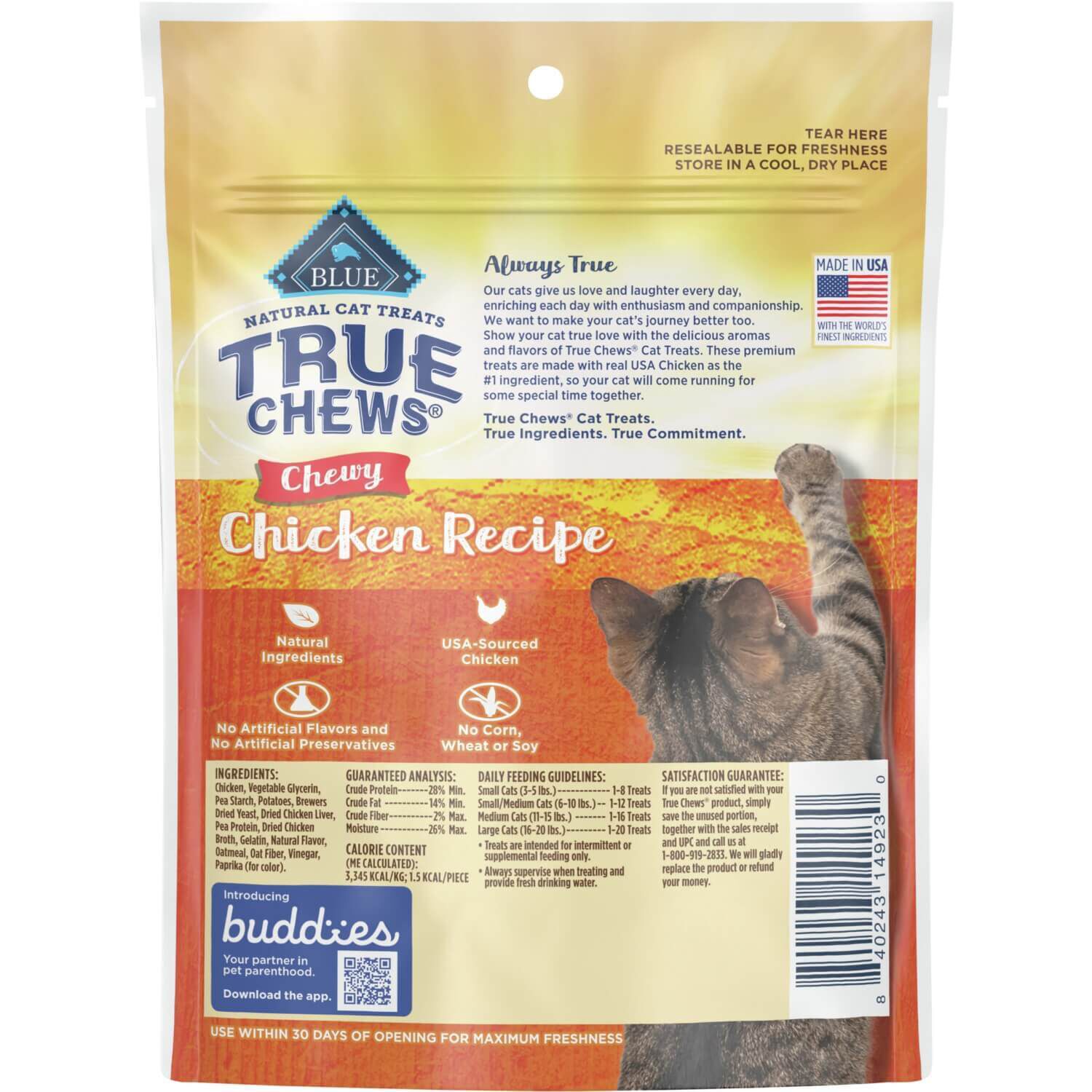 Blue Buffalo True Chews Natural Chewy Cat Treats, Chicken