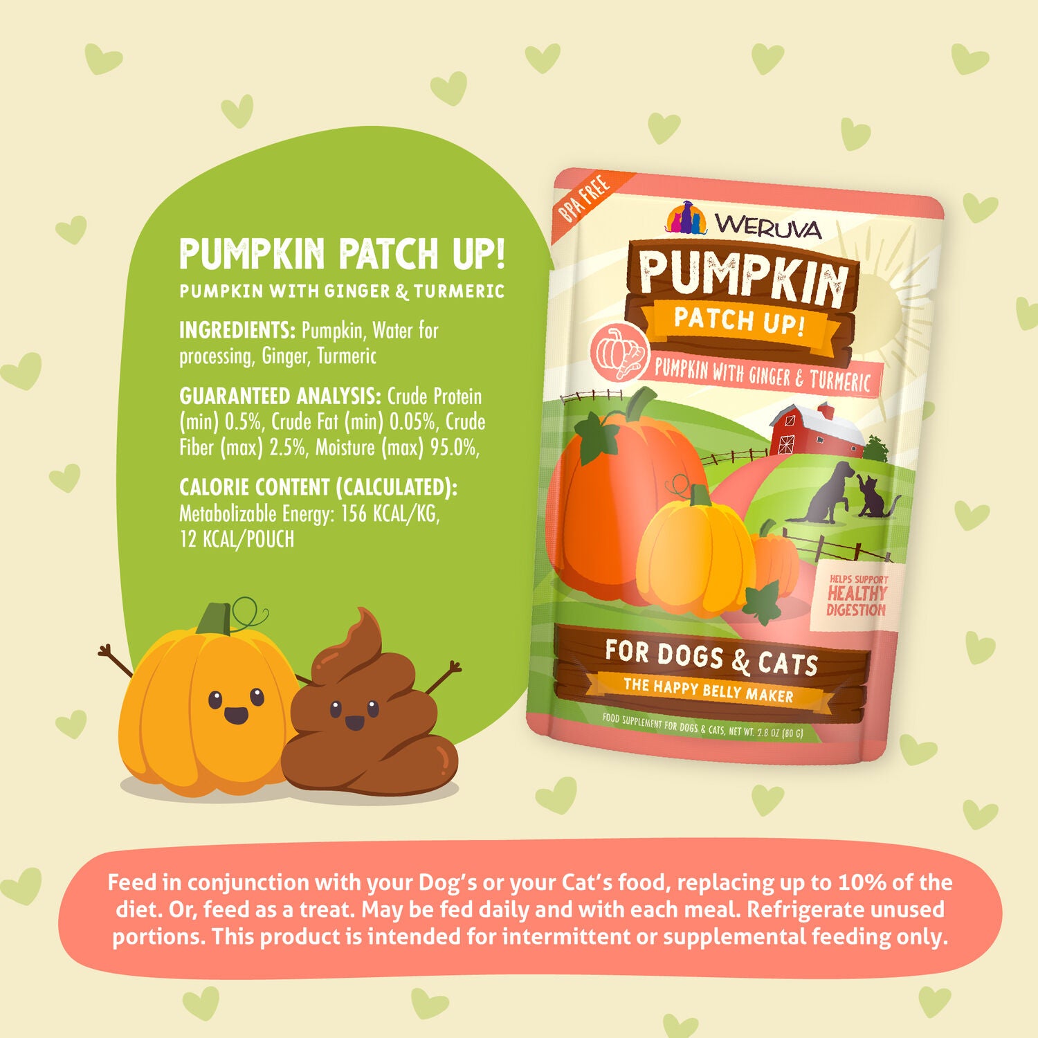 Weruva Pumpkin Patch Up Pumpkin With Ginger & Turmeric Wet Dog & Cat Food Topper, 2.8-Oz Pack Of 12