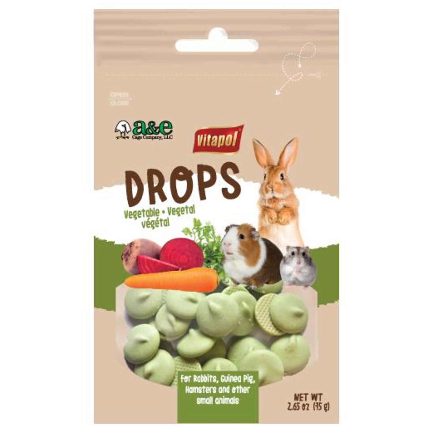 A & E Cage Vitapol Yogurt Drops Vegetable Small Animal Treats, 2.65-Oz