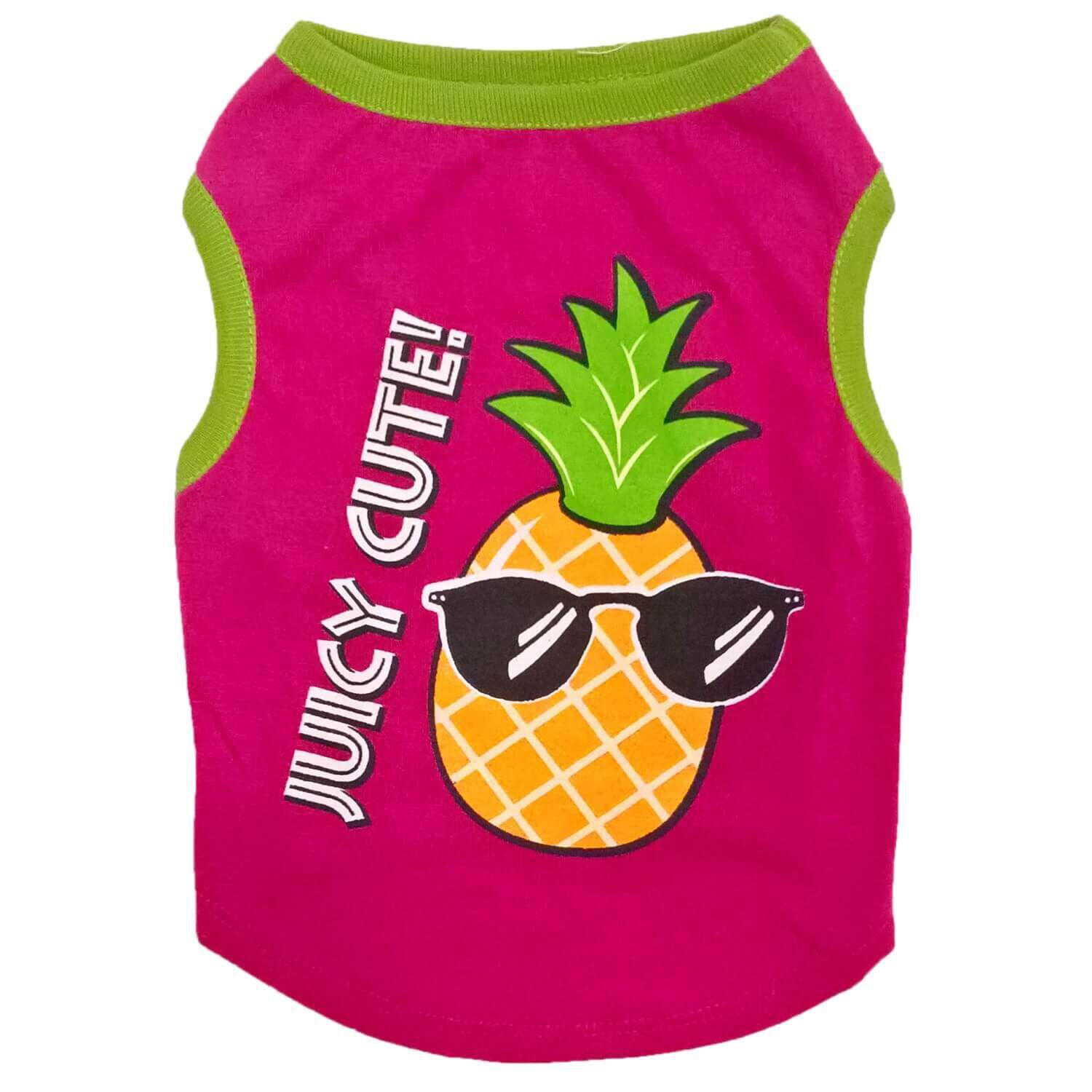 Petrageous Juicy Cute Pineapple Dog Tee, Hot Pink