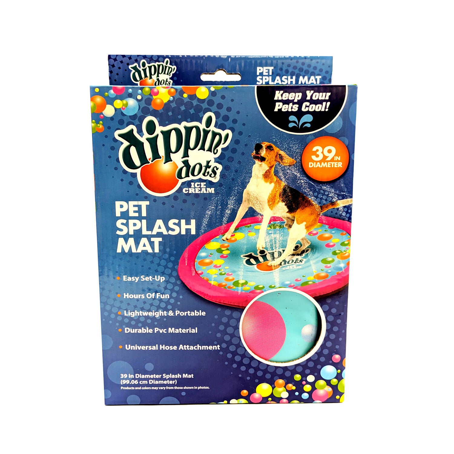 Dippin&rsquo; Dots Round Splash Mat Dog Toy, 39" Diameter
