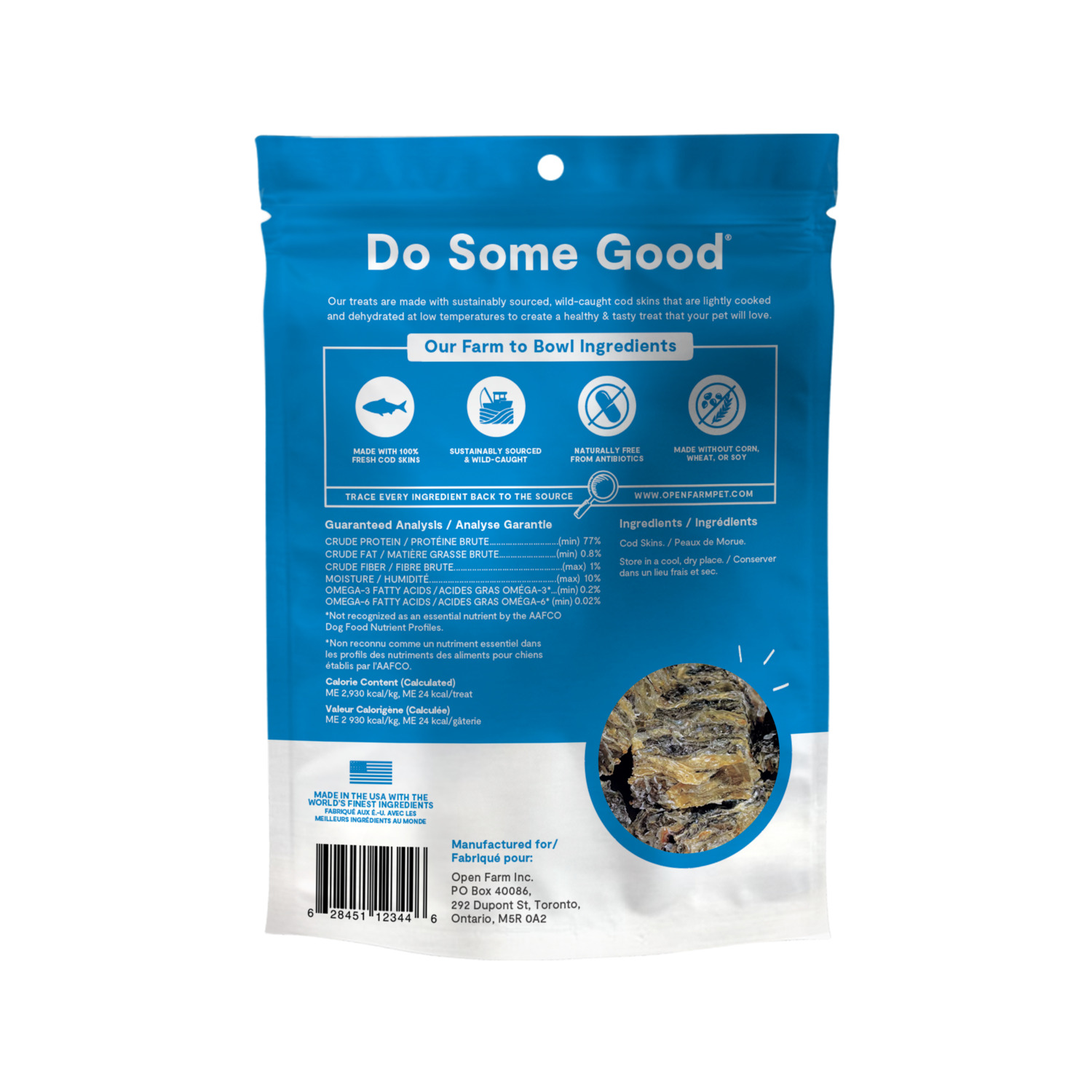 Open Farm Dehydrated Cod Skins Crunchy Dog Treats, 2.5Oz
