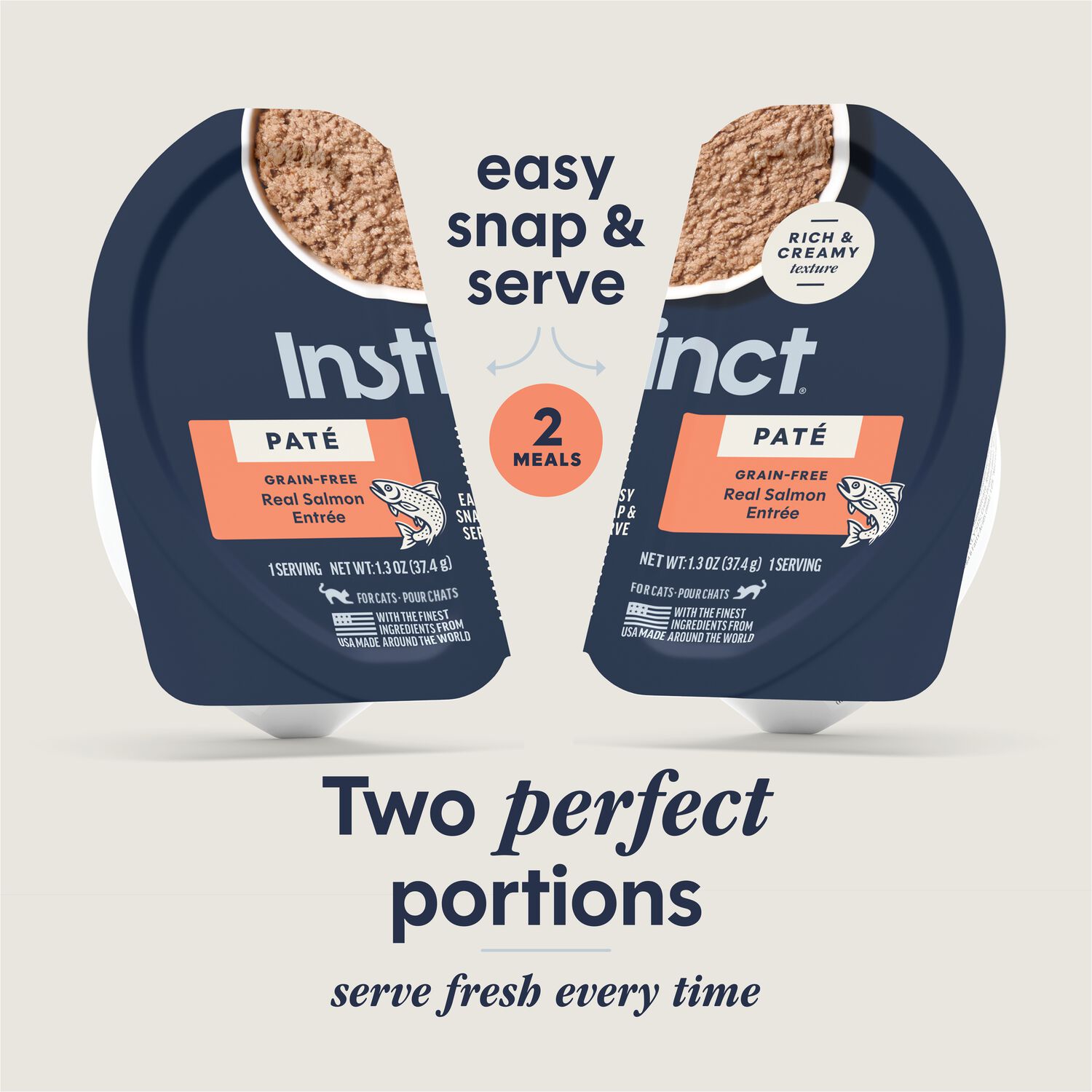 Instinct Pate Grain-Free Wet Cat Food, Real Salmon Entr&eacute;e, 2.64-Oz Split Cup