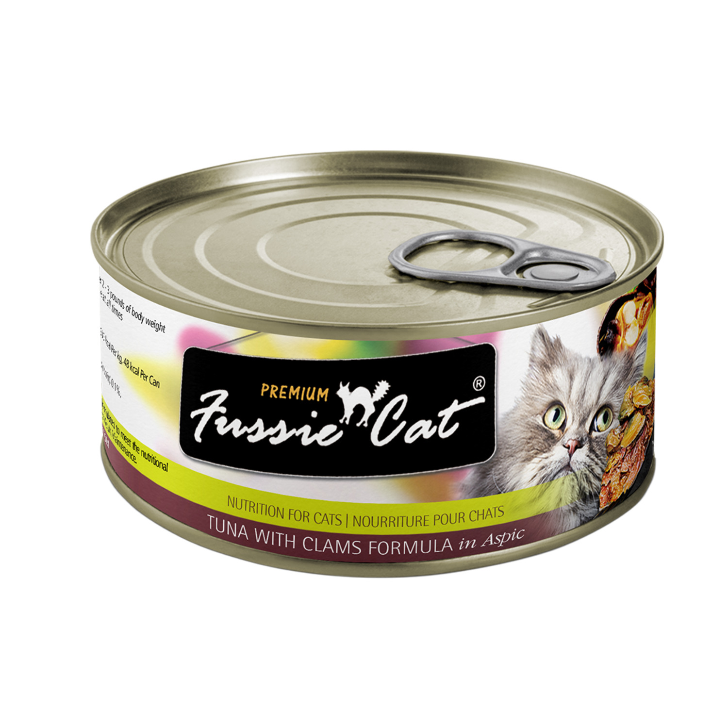Fussie Cat Black Label Wet Cat Food, Tuna With Clams Formula In Aspic - 2.82 Oz
