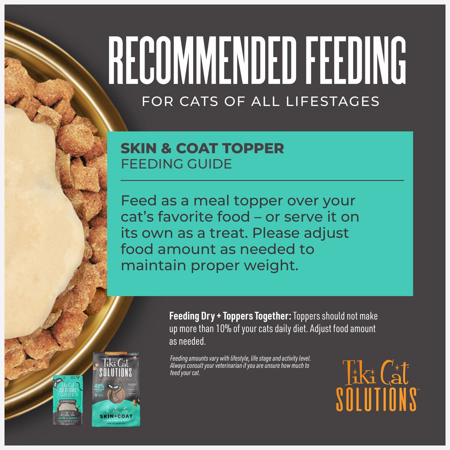 Tiki Cat Solutions Topper, Skin + Coat, Salmon Recipe In Broth, 1.5-Oz Pouch