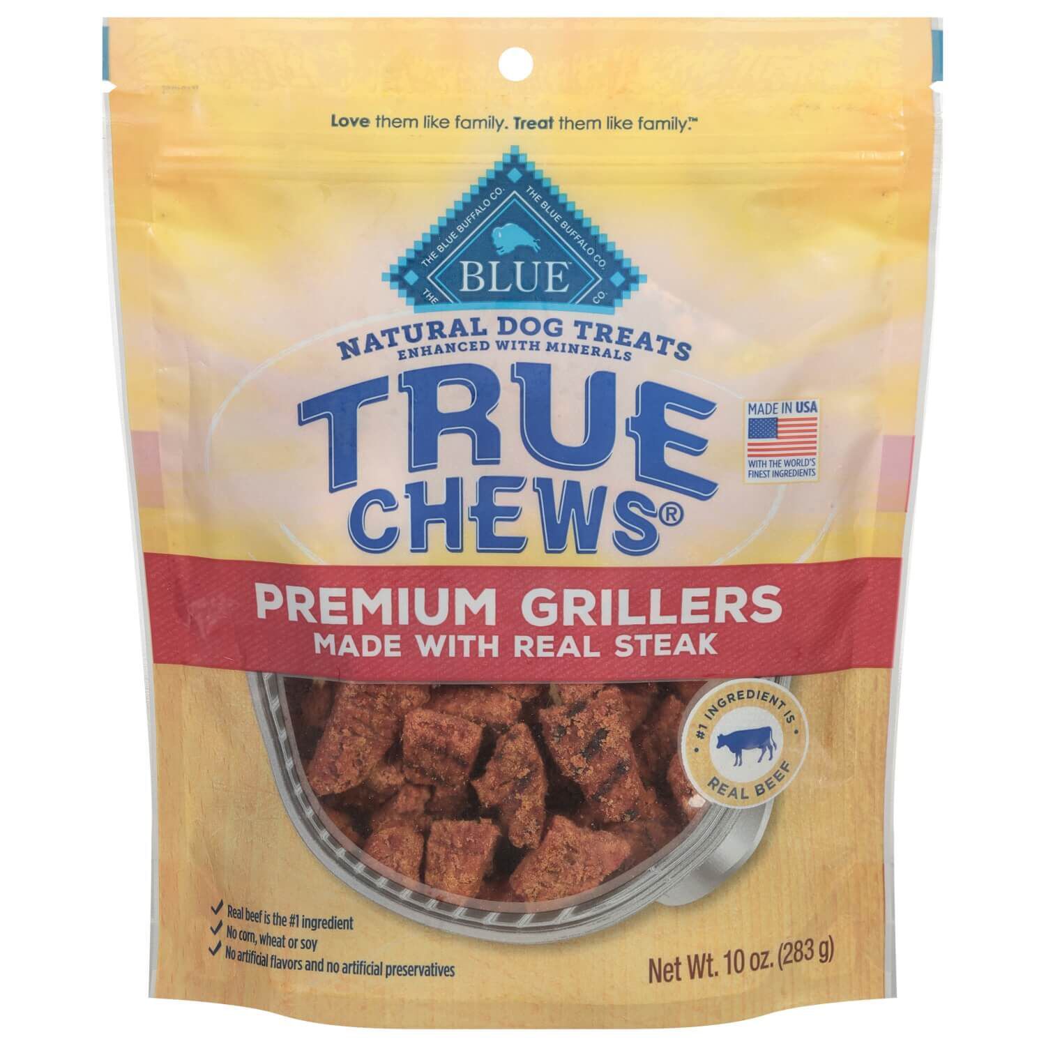 Blue Buffalo True Chews Premium Grillers Natural Dog Treats, Steak