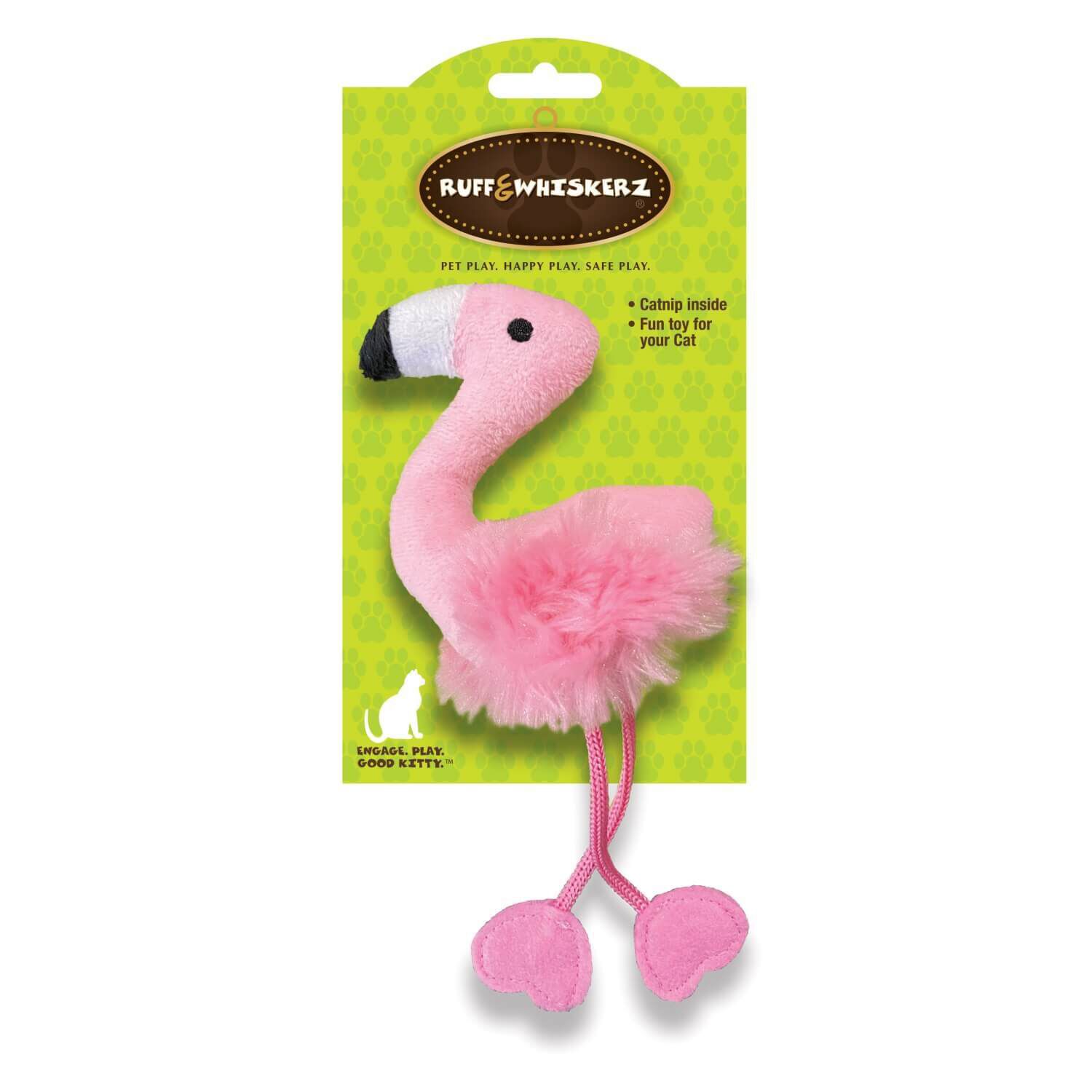 Ruff Whiskerz Plush Flamingo With Catnip And Rope Legs Cat Toy 1ea Pet Supermarket