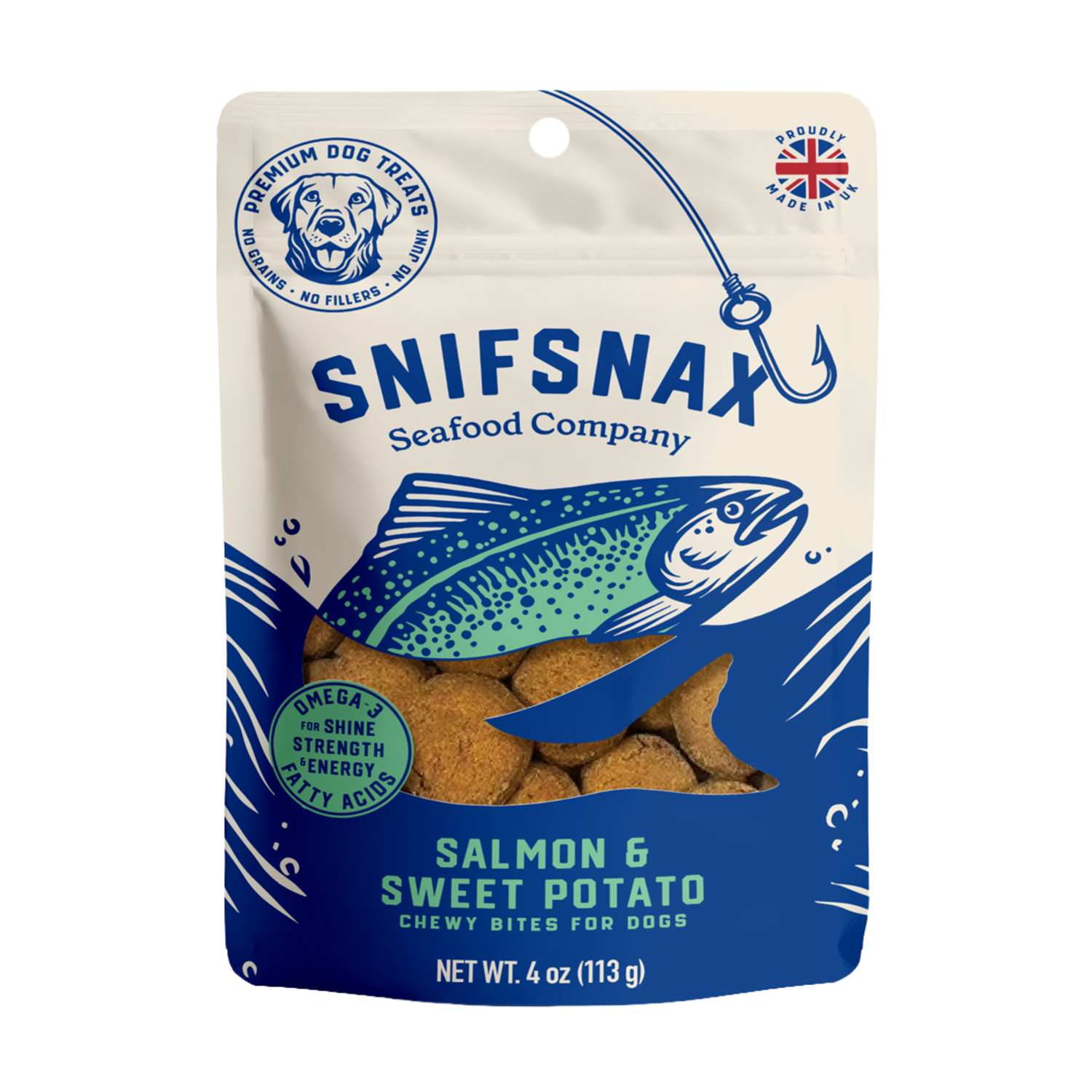 Snif Snax Salmon & Sweet Potato Limited Ingredient Soft & Chewy Bites Dog Treats, 4-Oz