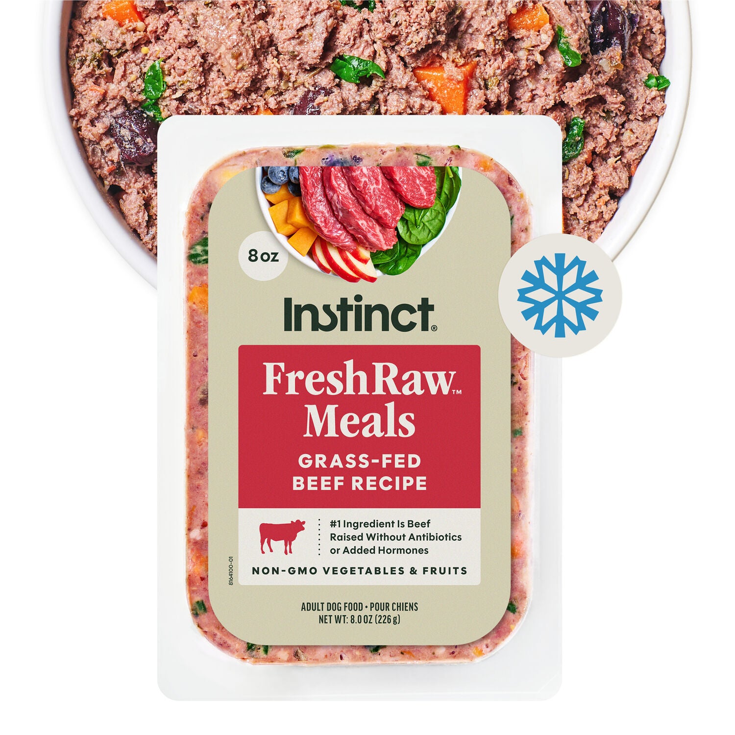 Instinct Freshraw Meals Grass-Fed Beef Recipe Frozen Dog Food, 8-Oz Pack