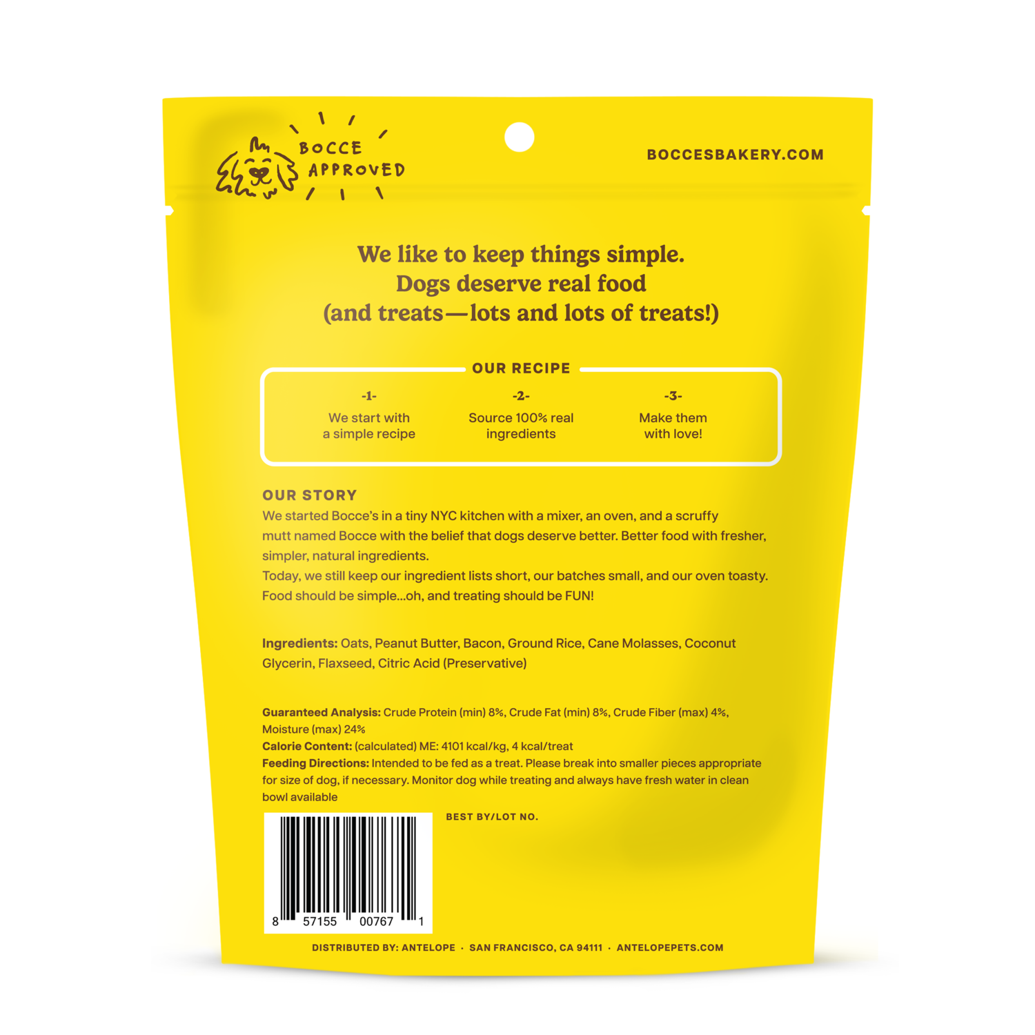 Bocce's Bakery Bac'n Nutty Soft & Chewy Dog Treats, Peanut Butter & Bacon Flavor, 12-Oz Bag