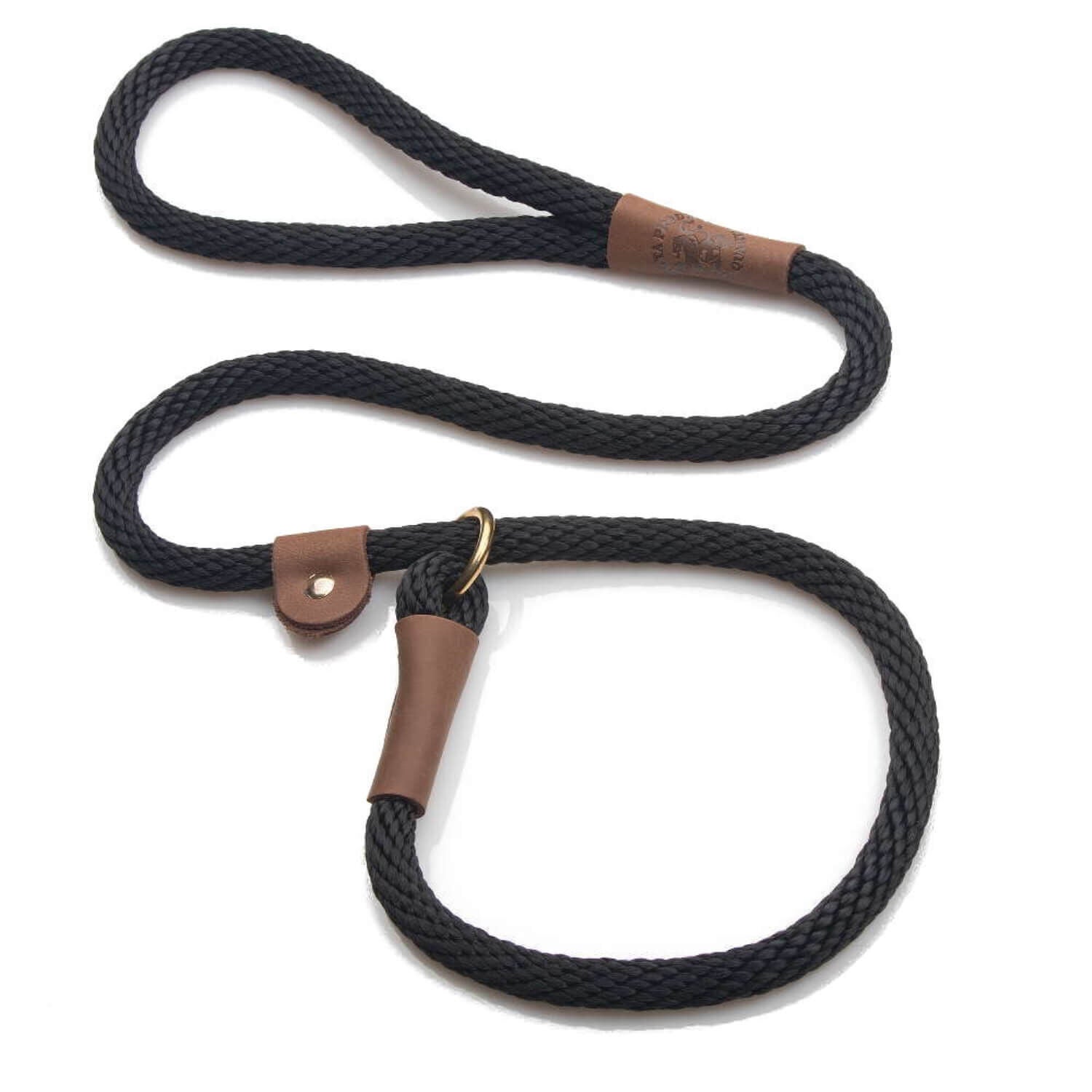 Mendota Pet Slip Neck Dog Leash 1/2"X6' - Black
