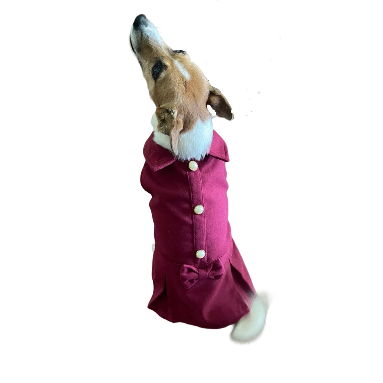 Fabdog Burgundy Pearl Button Dog Coat, Medium