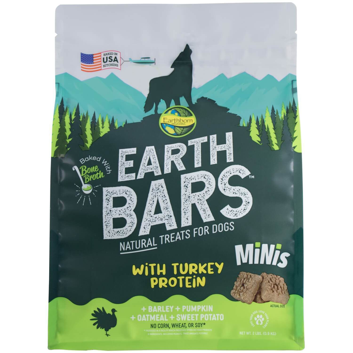 Earthborn Holistic Earthbars Turkey Flavor Mini Biscuits For Dogs