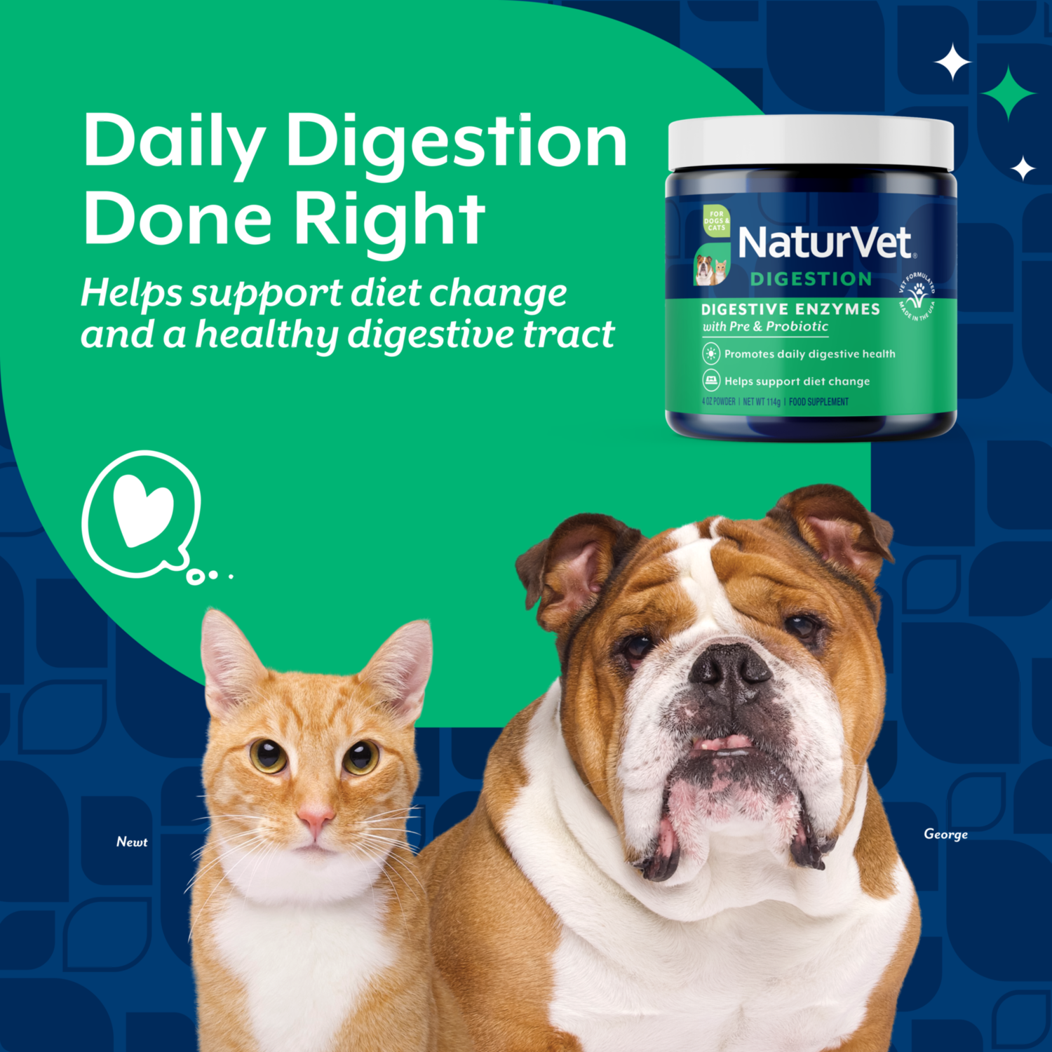 Naturvet Digestive Enzymes Plus Pre & Probiotics Powder Supplement For Dogs & Cats