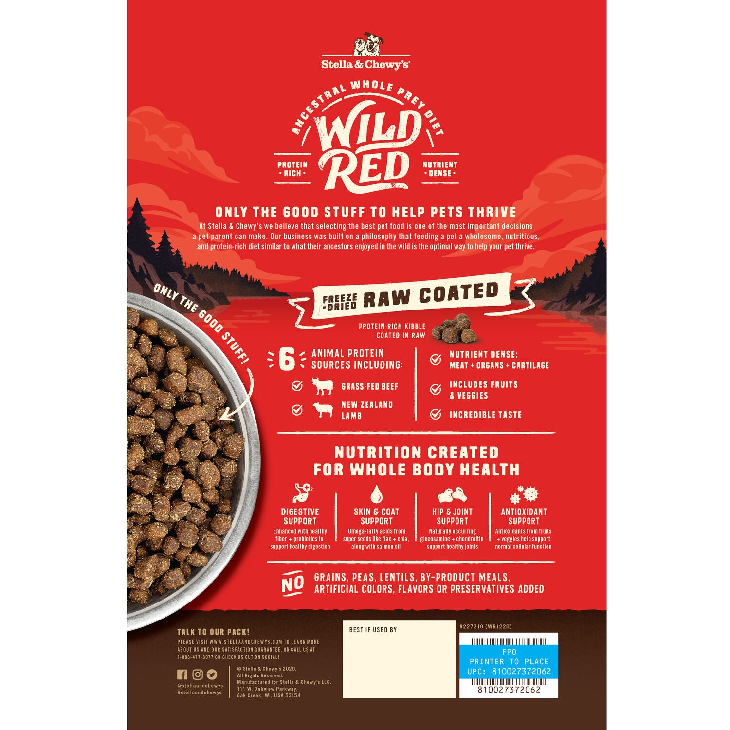 Stella & Chewy's Wild Red Raw Coated Kibble Dry Dog Food - Grain & Legume Free Red Meat Recipe, 3.5-Lb Bag