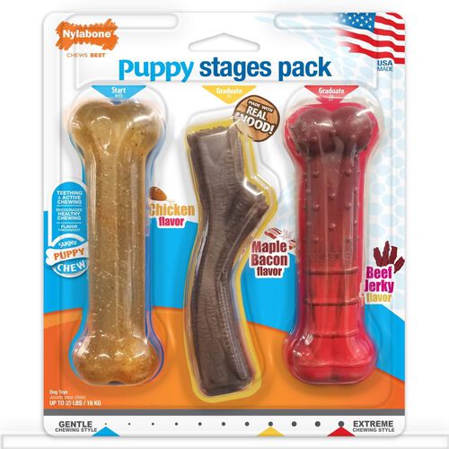 Nylabone Puppy Chew Stages Triple Pack Dog Chew Toys