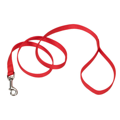 Single Ply Nylon Dog Leash 5/8" - Red