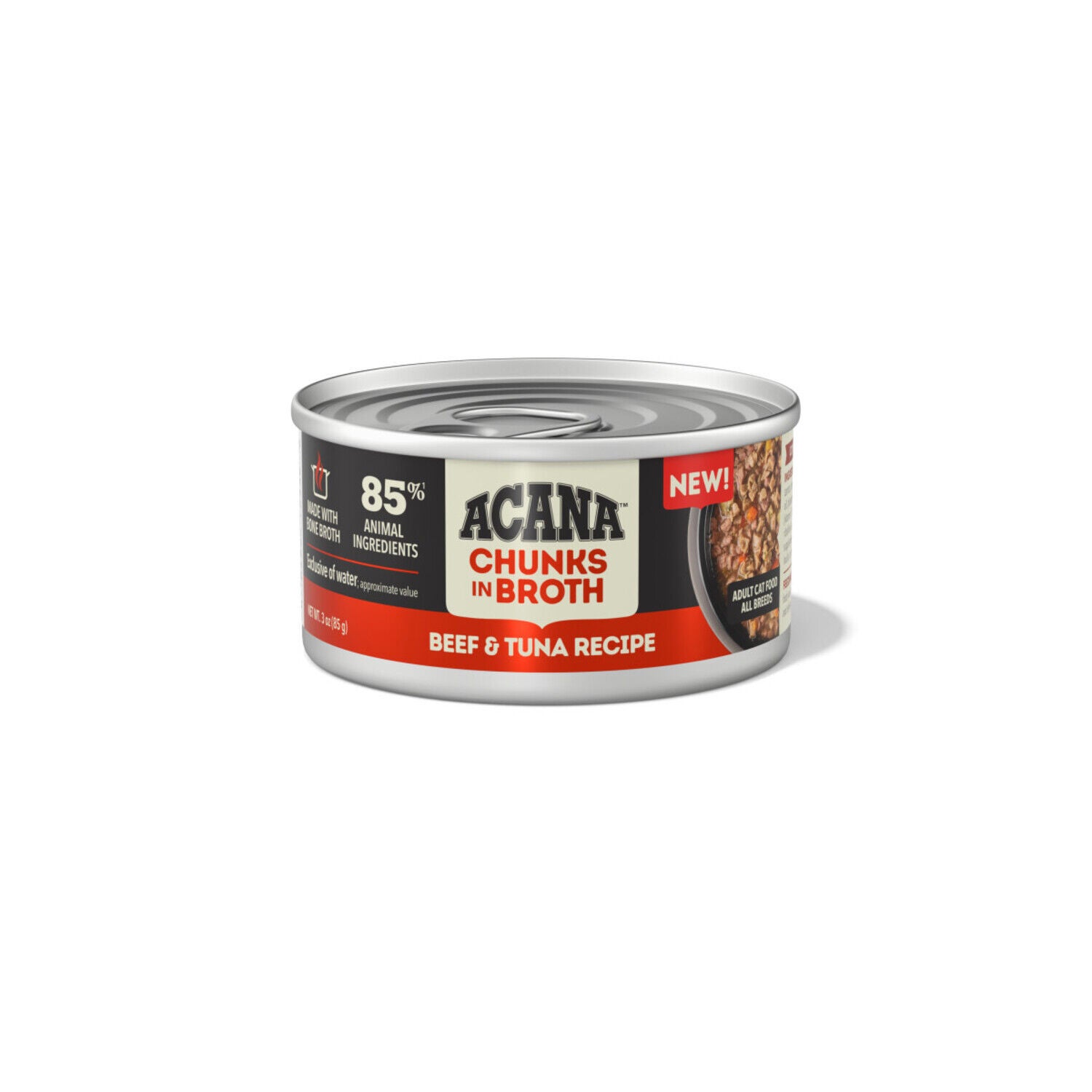 Acana Chunks In Broth Wet Cat Food, Beef & Tuna Recipe, 3-Oz Pack Of 12