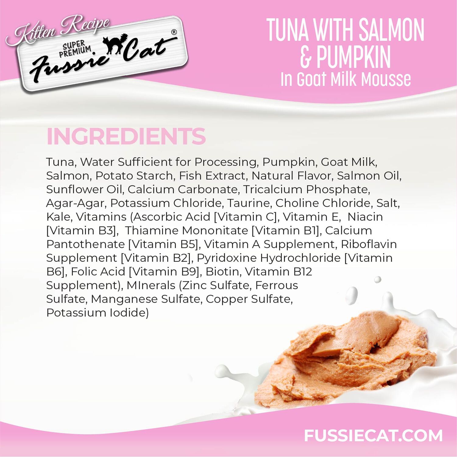 Fussie Cat Super Premium Tuna With Salmon & Pumpkin In Goat Milk Mouse Wet Cat Food For Kittens, 1.5-Oz