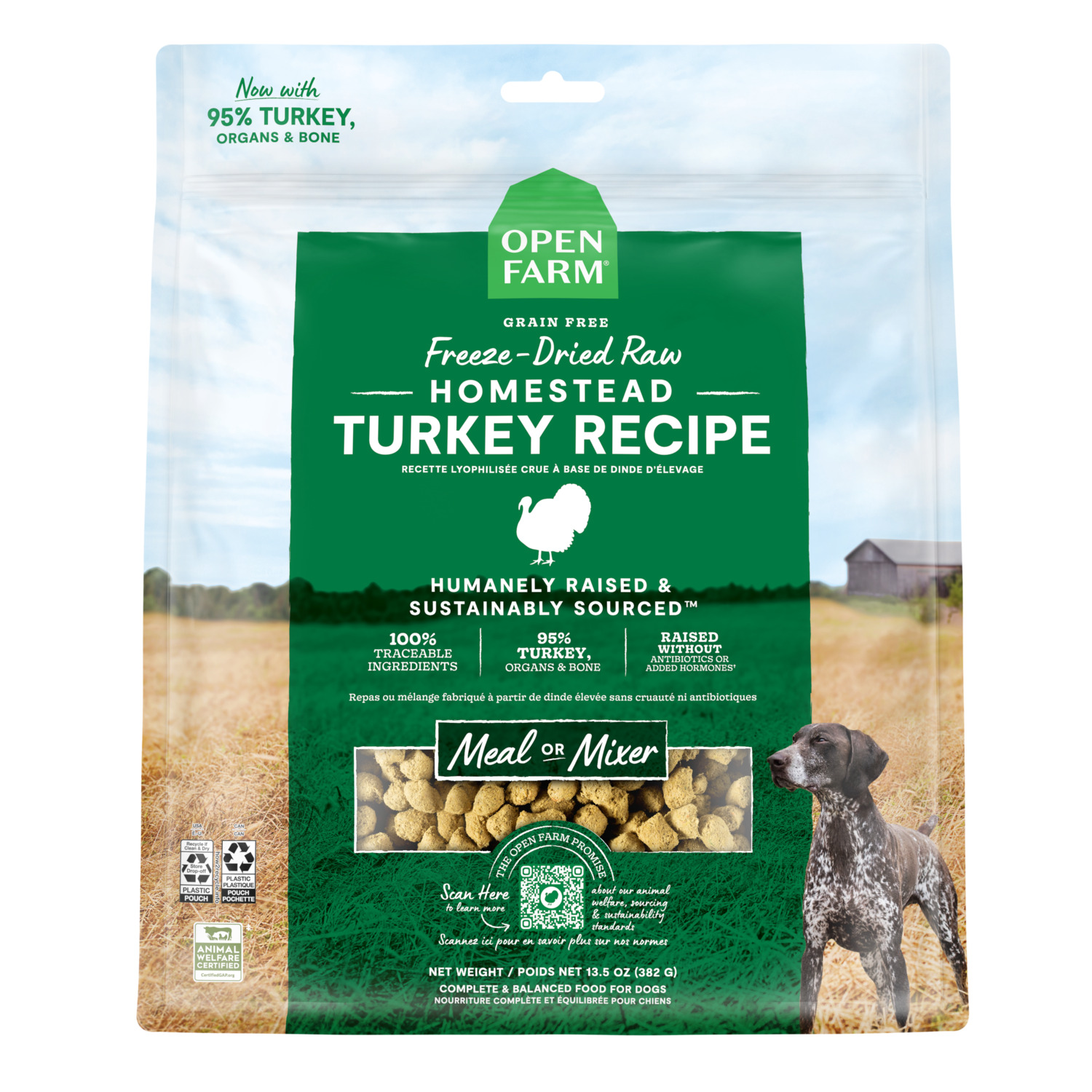 Open Farm Freeze Dried Raw Homestead Turkey Dog Food & Dog Food Topper, 13.5Oz