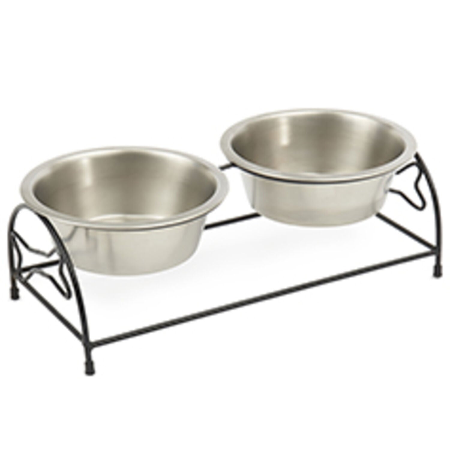 Petrageous Bone Shape Metal Diner Elevated Dog Feeder,  Black Finish