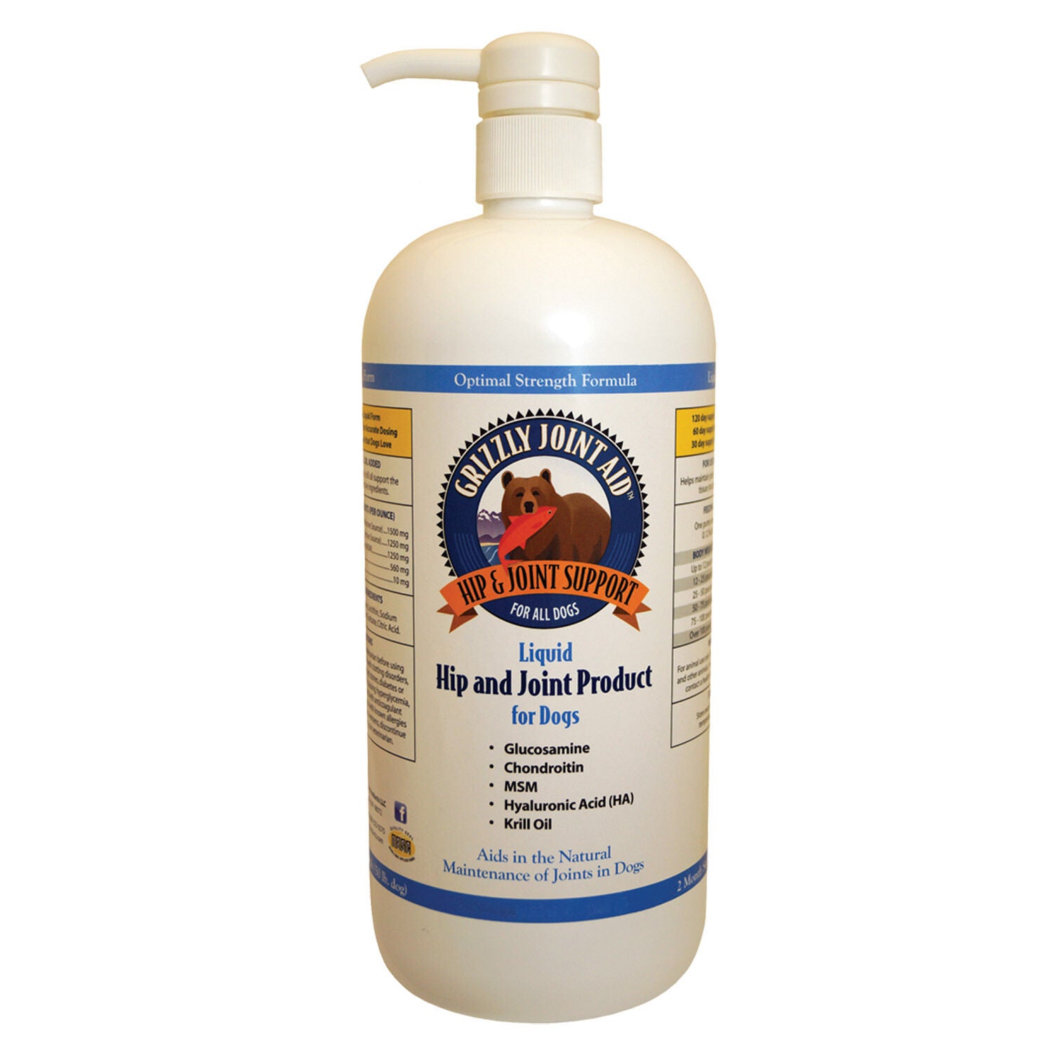 Grizzly Functions Hip & Joint Aid Liquid Dog Supplement, 16-Oz
