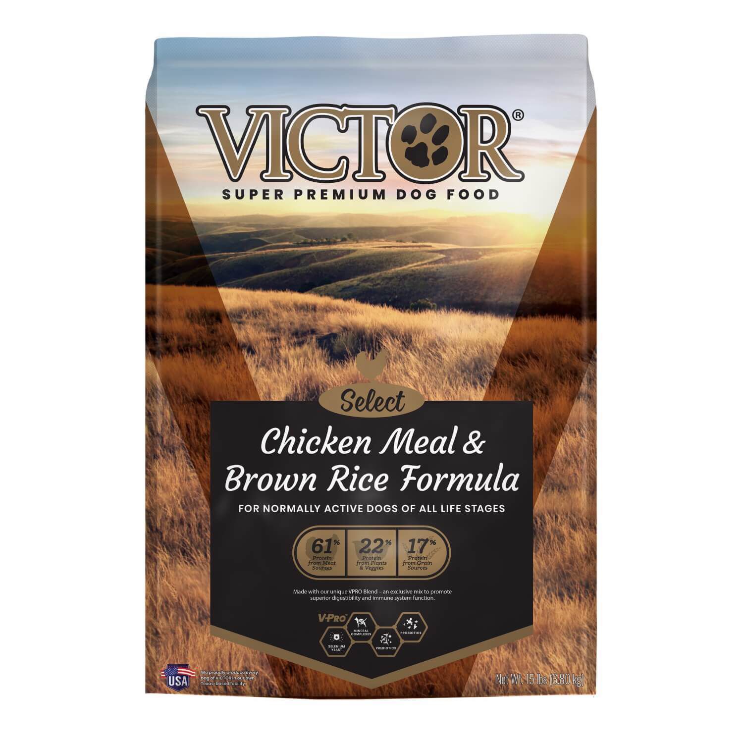 Victor Brown Rice & Chicken Meal Dog Food 15lb Pet Supermarket