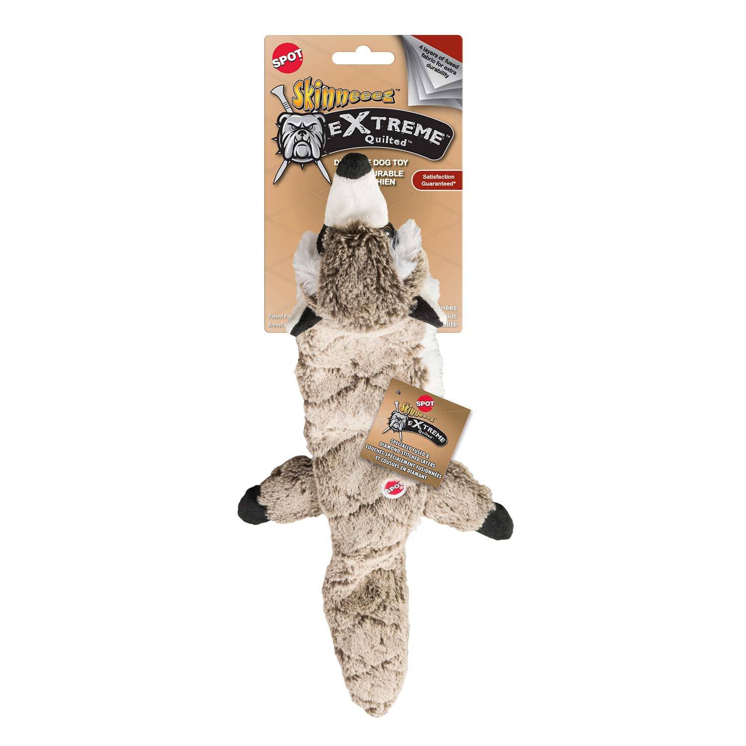 Spot Skinneeez Extreme Quilted Squeaky Raccoon Dog Toy, 23