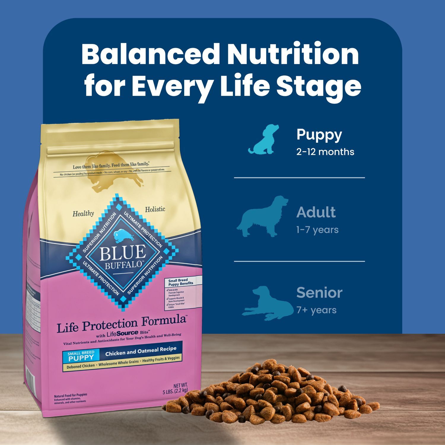 Blue Buffalo Life Protection Formula Small Breed Chicken & Oatmeal Recipe Puppy Dog Food, 5-Lb