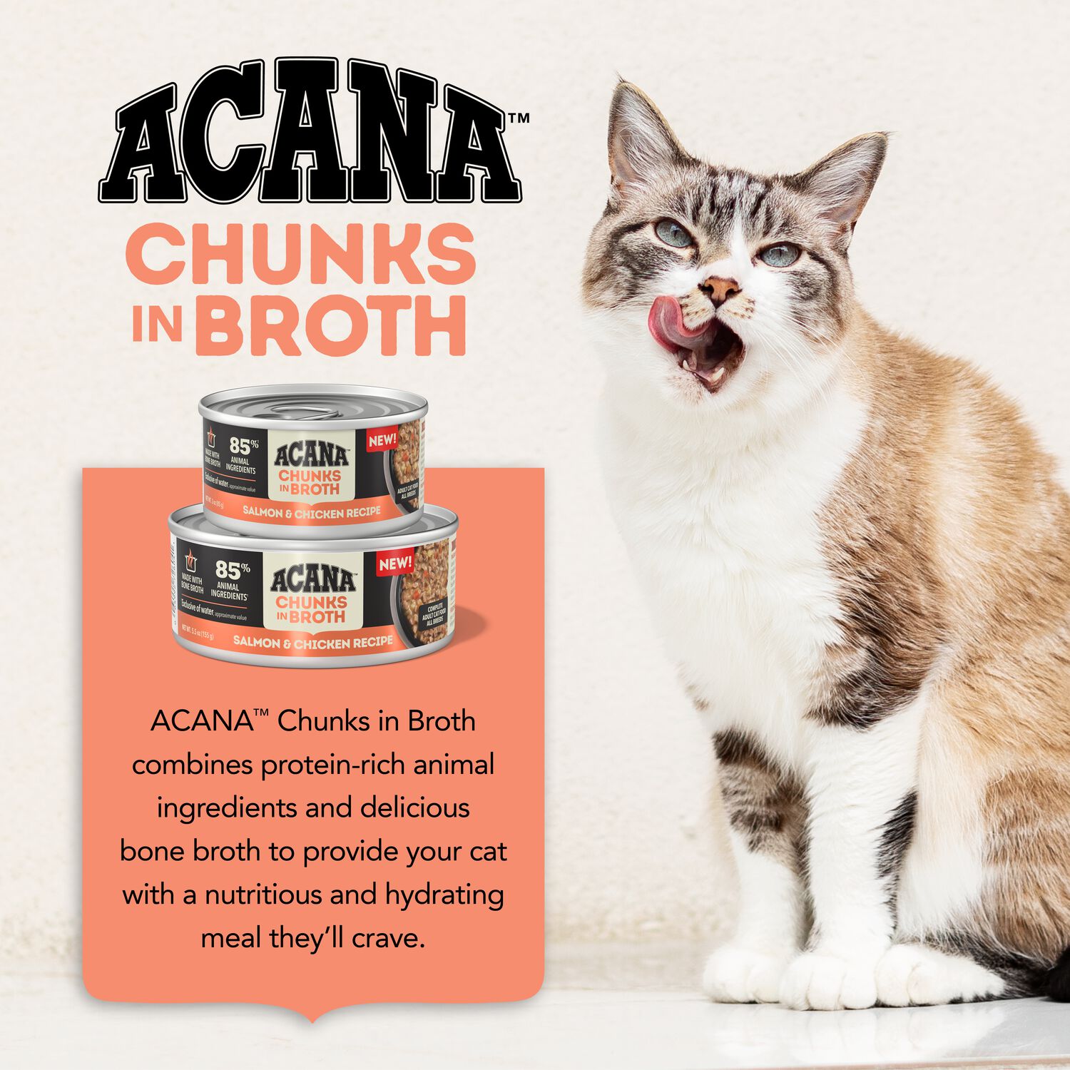 Acana Chunks In Broth Wet Cat Food, Salmon & Chicken Recipe, 3-Oz